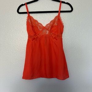 Vibrant Lace Trim Chemise - Orange